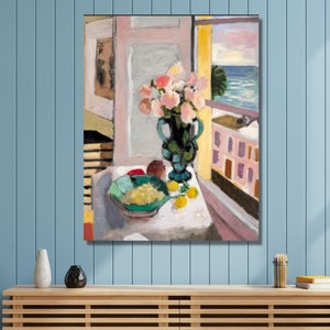 Henri Matisse Poster,Safrano Roses at the Window Henri Matisse Canvas Wall Art Matisse Print,Exhibition Print,Matisse Painting Matiisse art