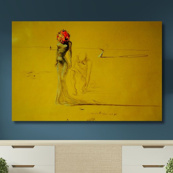 Salvador Dali (Woman with Flower Head 1937) Canvas Prints, Salvador Dali Canvas Posters, Salvador Dali Gift Canvas Paintings, Ready to Hang