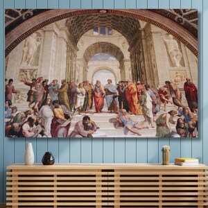 La scuola di Atene Arte, Stampa di pittura a olioRaffaello Sanzio Dipinto, Riproduzione su tela, Arte su tela di Raffaello Sanzio