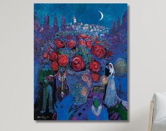 Marc Chagall Canvas Wall Art / Chagall Marc, Wedding flowers, Poster Print or Canvas Stretched on wood, Wall decor, Gift Idea, Vintage