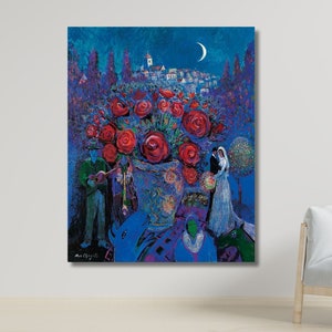 Marc Chagall Canvas Wall Art / Chagall Marc, Wedding flowers, Poster Print or Canvas Stretched on wood, Wall decor, Gift Idea, Vintage
