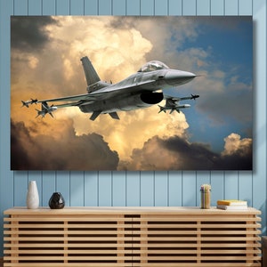 Art mural sur toile F-16 Falcon Fighter Jet, impression de motifs d&#39;avions militaires F-16, toile de motifs d&#39;avions F-16 Tomcat, produits d&#39;art mural en commande à domicile