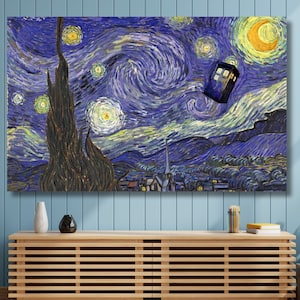 Van Gogh Starry Night TARDIS Canvas Art: Doctor Who Fandom Decor