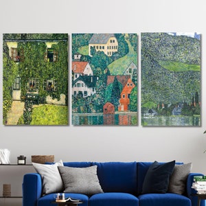 Gustav Klimt 3 Piece Canvas Wall Art Set, Framed Canvas Print Wall Art Famous Art,Frame Large Wall Art,Vintage Art,Green Art,Gift,Wall Decor