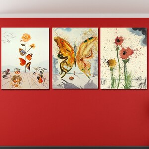 Salvador Dali Set of Set 3, Salvador Dali exhibition Print, Salvador Dali exhibition poster, Salvador Dali Wall art, Birthday Gift Canvas