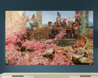 Lawrence Alma-Tadema Wall Art, The Roses of Heliogabalus Canvas Print, Fine Art Painting, Vintage Fine Print,Antique Greek Portrait Painting