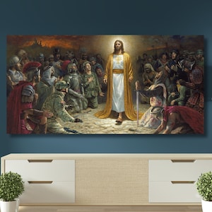Jesus Christ With Soldiers and People Poster Art Print,Lord Jesus Canvas Art,Church Wall Decor,Lord Jesus Chris Gift for Christian Wall Art