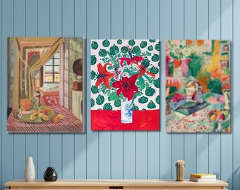 Henri Matisse Set Of 3 Canvas/PosterArt Matisse Window,Matisse Roses Prints Henri Matisse Interior with a Young Girl Reading Canvas Art