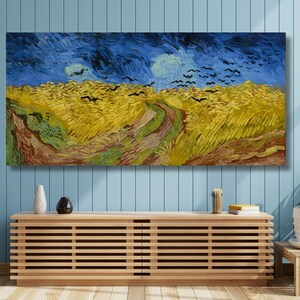 Vincent van Gogh Canvas Wall Art,Van Gogh Wheatfield with Crows Art Print,Van Gogh Artwork,Reproduction,Framed Poster Print Home Decor Gift