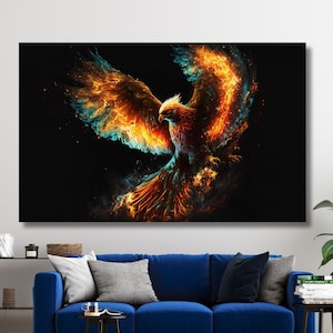 Phoenix Canvas Wall Art, Phoenix Art, Phoenix Wall Decor ,Huge Canvas Wall Decor, Phoenix Bird Canvas Print, Phoenix Poster, Animal Canvas