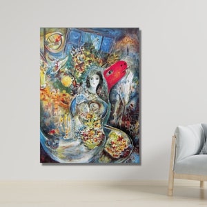Marc CHAGALL Canvas Wall Art, chagall la mariee Canvas wall art Exhibition Poster, Marc Chagall Canvas Poster, Surrealism art, CANVAS art