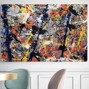 Extra Large Canvas Wall Art Jackson Pollock Canvas Wall Art Abstract Wall Art Home and Living Room Decor Jackson Pollock Convergence