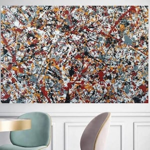 Extra Large Canvas Wall Art Jackson Pollock Canvas Wall Art Abstract Wall Art Home and Living Room Decor Jackson Pollock Convergence