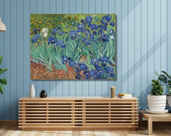 Irises Painting Print Van Gogh Flower Canvas,Master Artist Vincent Van Gogh Irises Nature Wilderness Illustrations Canvas Art Print, Gift/2