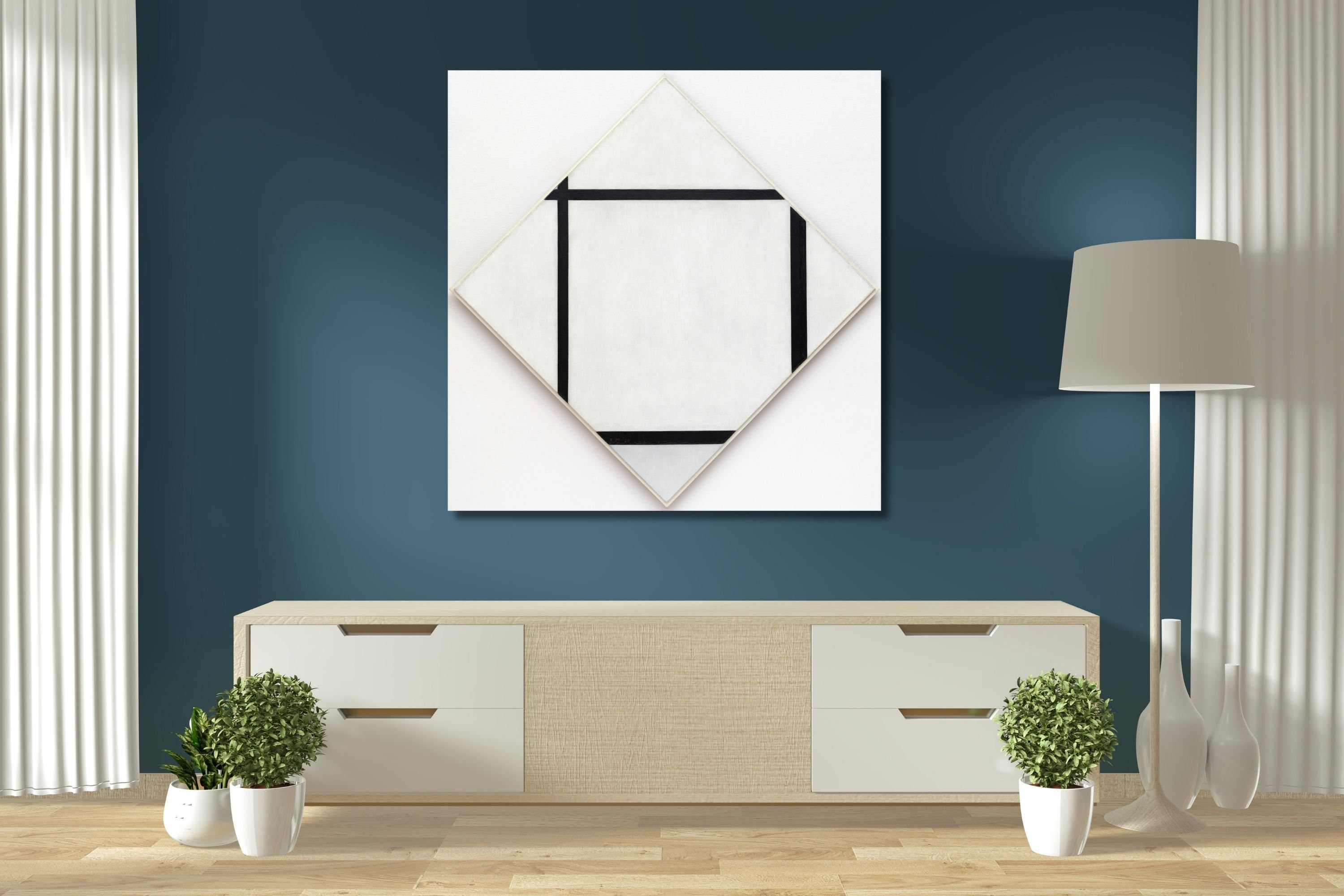 Piet Mondrian's Tableau I Lozenge With Four Lines and Gray (1926