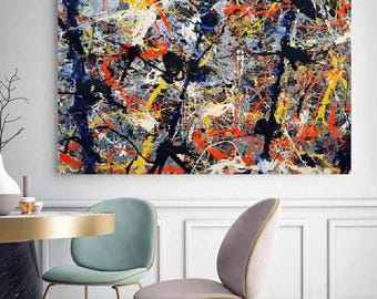 Extra Large Jackson Pollock Style Canvas Art Print: Abstract Expressionism