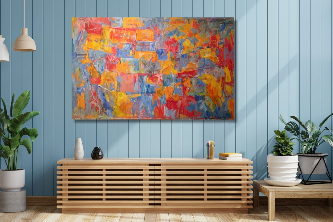 Jasper Johns Map Canvas 1961jasper Johns Printmap Canvas - Etsy