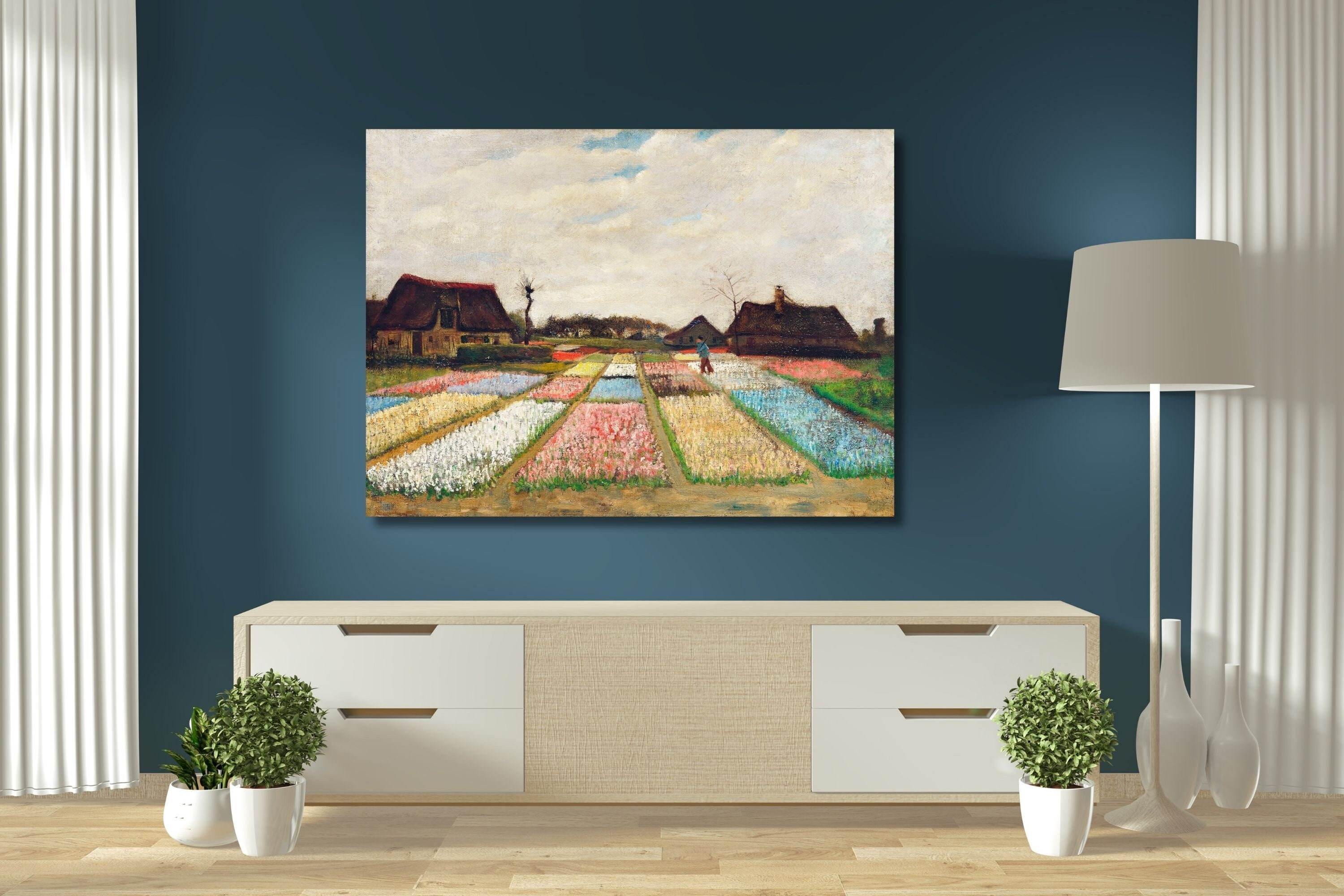 Vincent van Gogh Bulb Fields in Holland ,Tulip Flower Print ,Flower Beds in Holland (1883) by Vincent Van Gogh,Van Gogh Flower Poster
