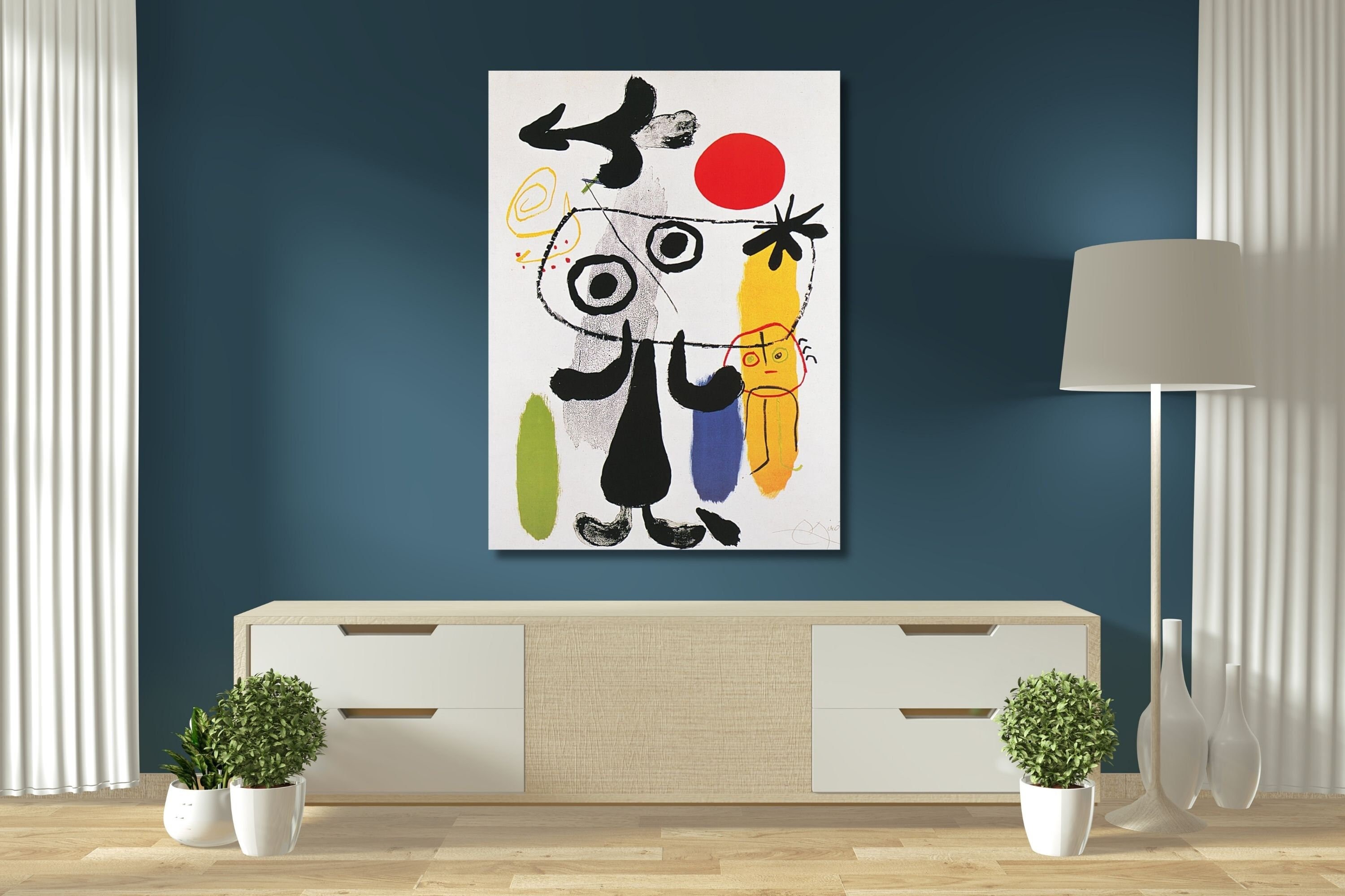 Joan Miro、PERSONNAGE、海外版超希少レゾネ、新品額付 Joan Miro、LA PLAGE A CAMBRILS、海外版超希少レゾネ Joan Miro、LA