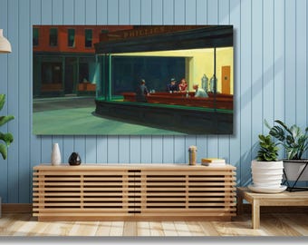 Edward Hopper Nighthawks, Framed Canvas Print,Large Wall Art Print,Abstract Large Art, Minimalist Art, Gift, Wall Decor,Luxury Wall Decor/7
