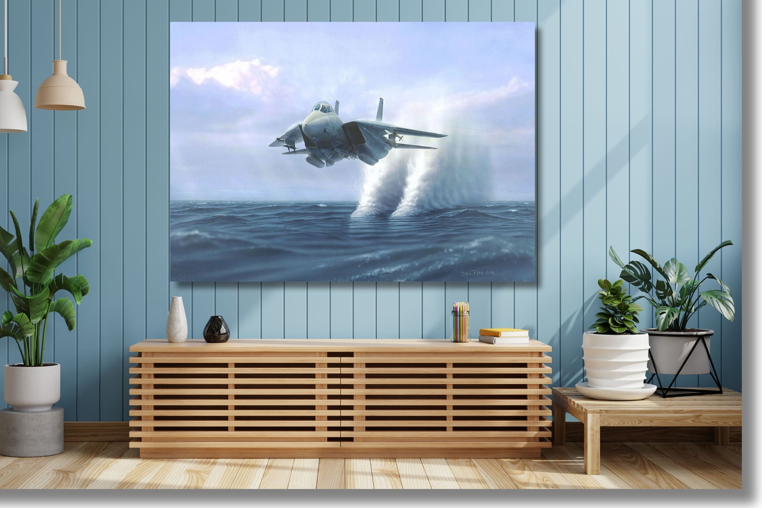 Stampa Su Tela 5 Pezzi F-14 Tomcat - Quadri Moderni Per Soggiorno 200x100 Cm, Set Decorativo Per Pareti, Immagine Militare Aerea