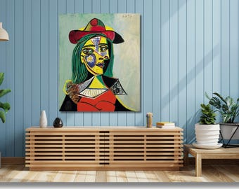 Picasso Woman in Hat Canvas Art Print, Modern Home Decor