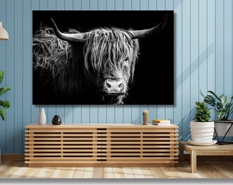 Highland Cow Canvas Art: Scottish Cattle Poster Print
