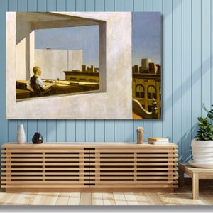 Oficina en una pequeña ciudad de Edward Hopper, Oficina en una pequeña ciudad (1953), impresión en lienzo, arte mural en lienzo, decoración mural moderna, arte expresionista.