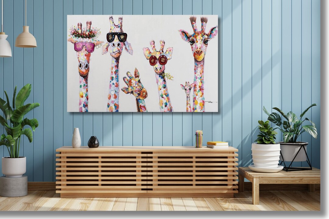 Giraffes Family Canvas Wall Art,giraffes Poster Wall Art,animal Wall ...