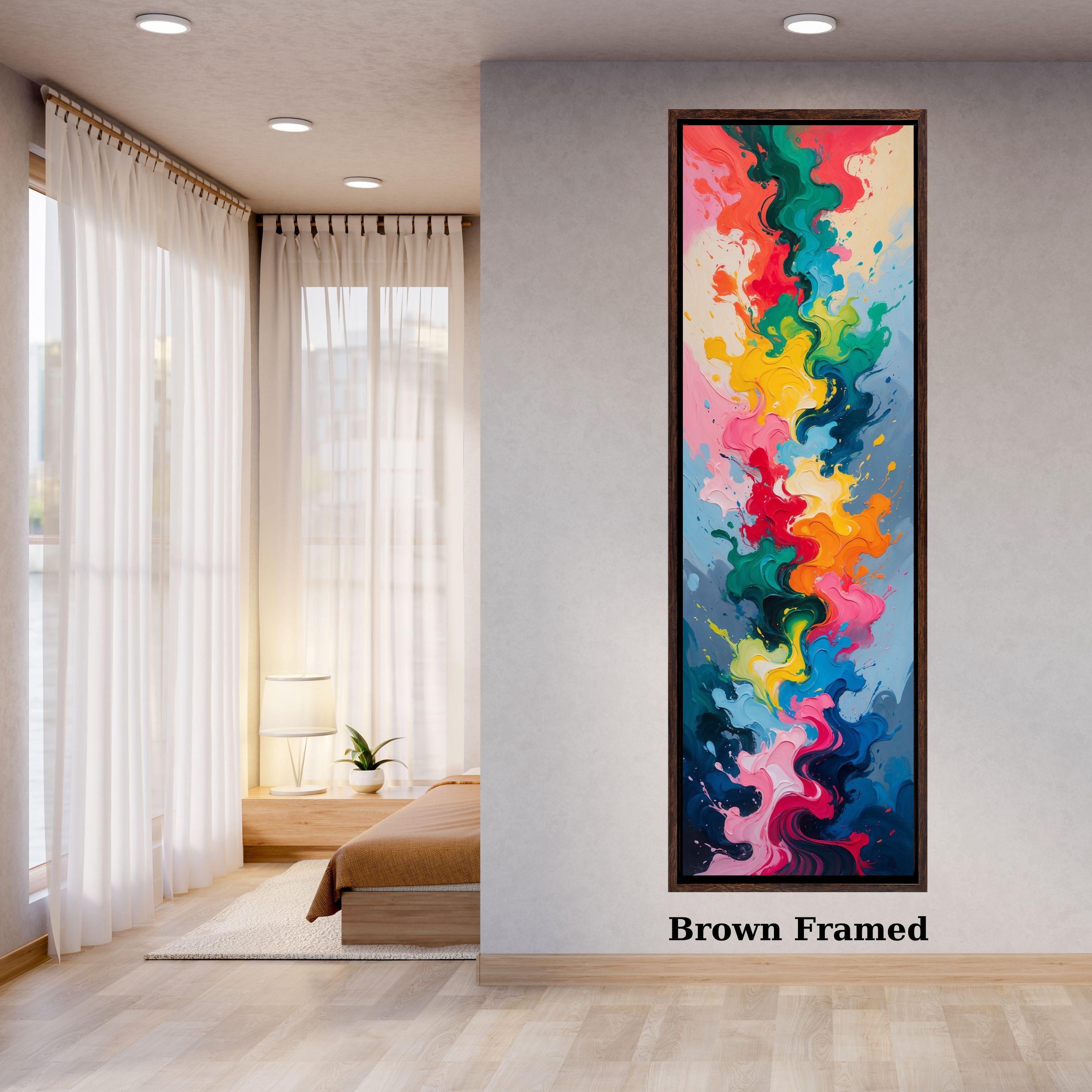 カラフルな抽象的なキャンバスアート、縦長の絵画、モダンな室内装飾