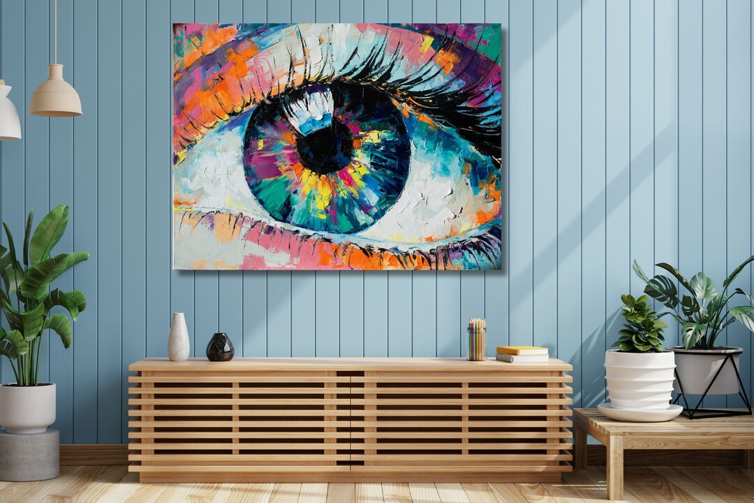 Pintura Al leo De Ojos Abstractos Arte De Pared Moderno Y Colorido pintura-al-leo-de-ojos-abstractos-arte-de-pared-moderno-y-colorido