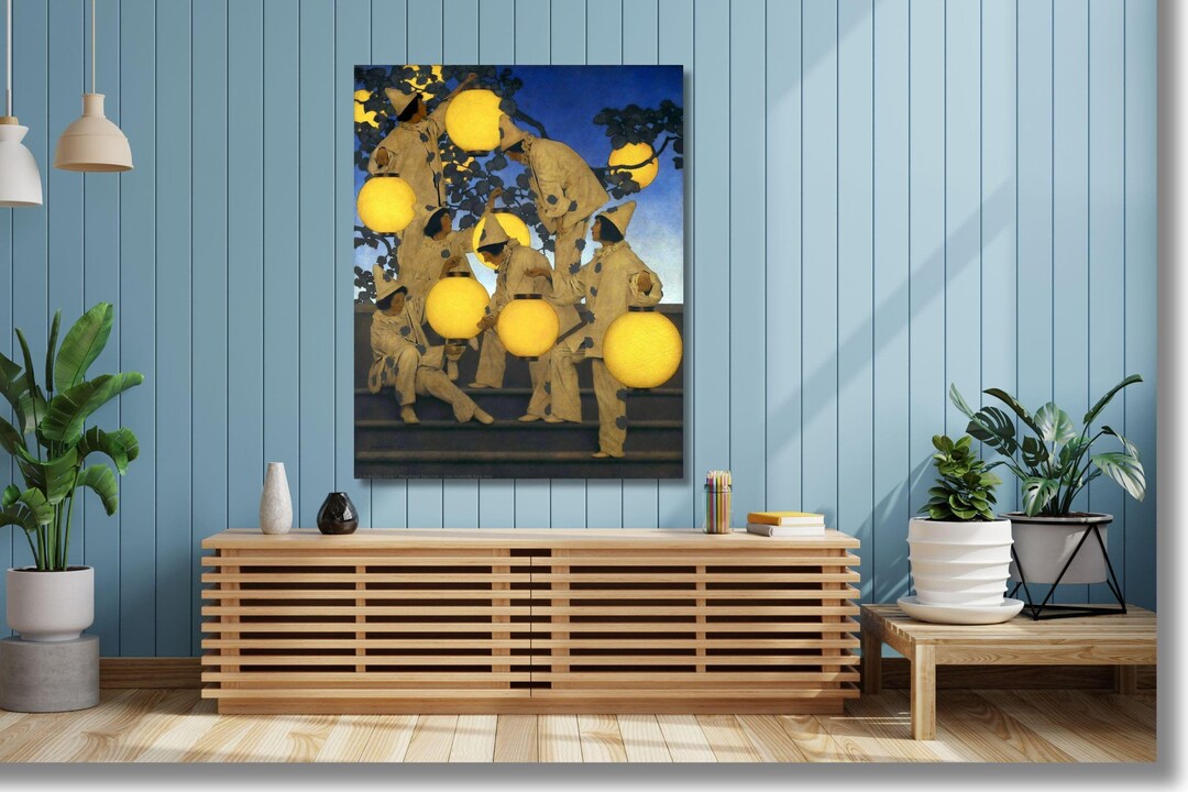 Maxfield Parrish Lantern Bearers 1908 Art Print, Yellow Lantern