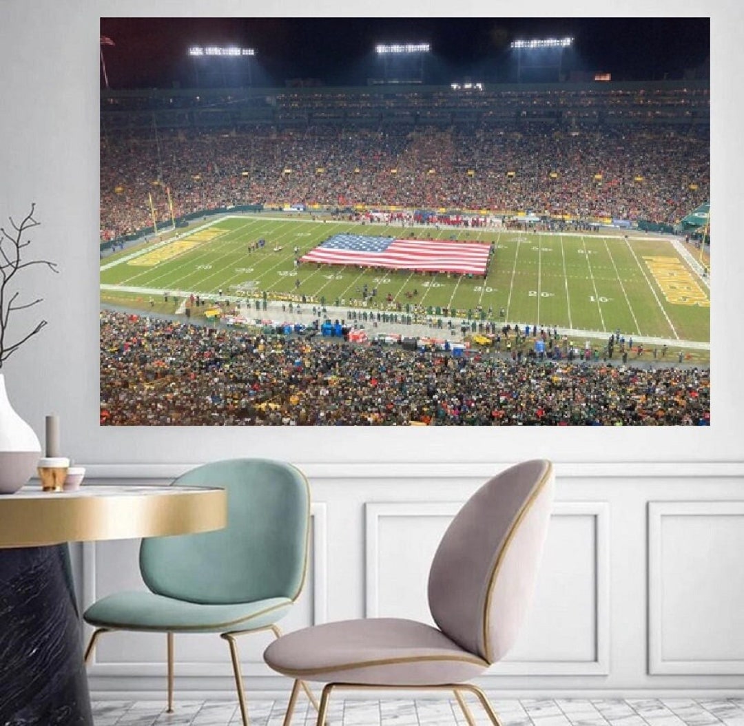 Lambeau Field Aerial View Stadium Canvas Wall Art Sports Lovers Gift