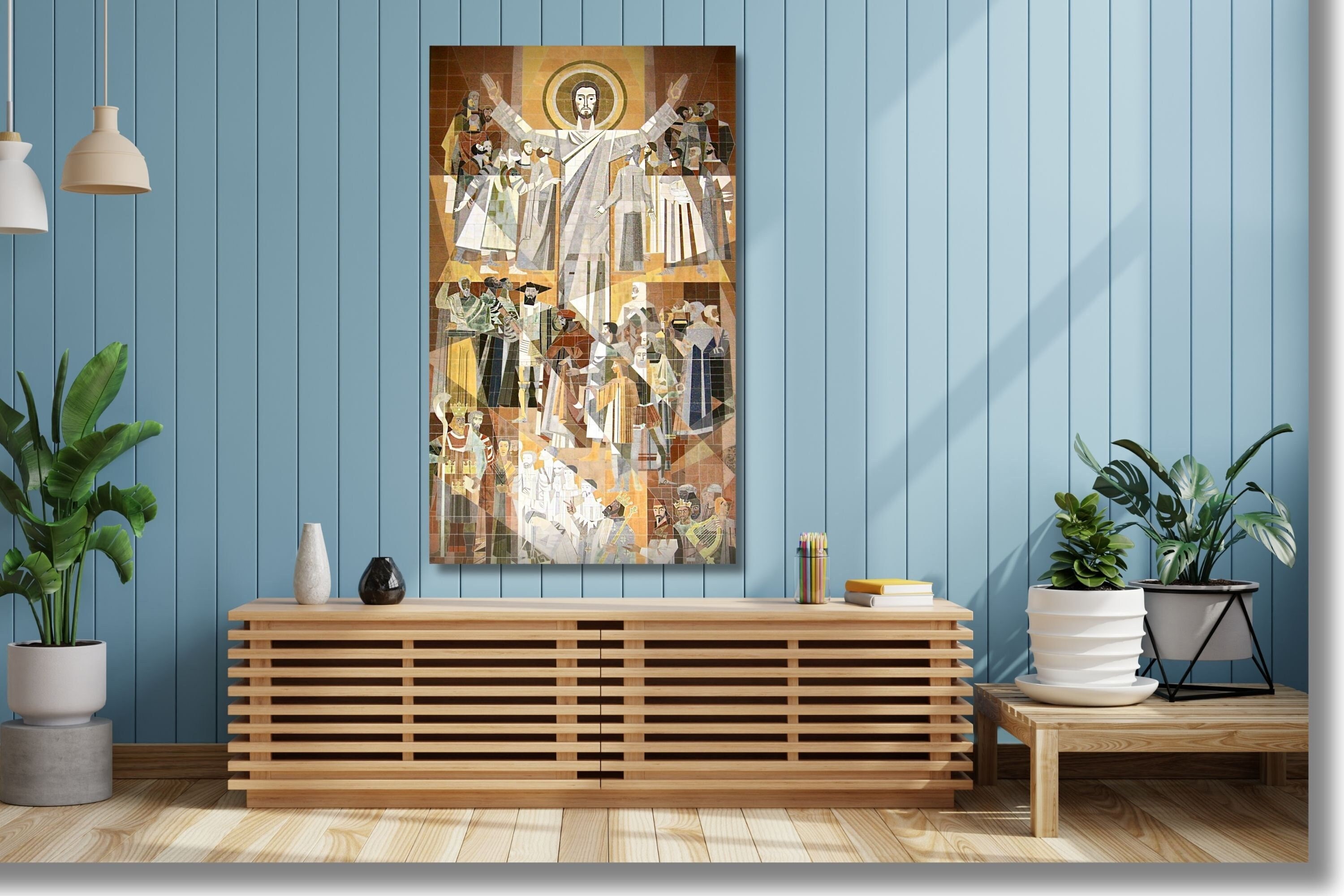 Touchdown Jesus Canvas Wall Art,Touchdown Jesus Poster Print Art,Notre Dame College Football, Man Cave, Fighting Irish Bar, Dorm Room Gift