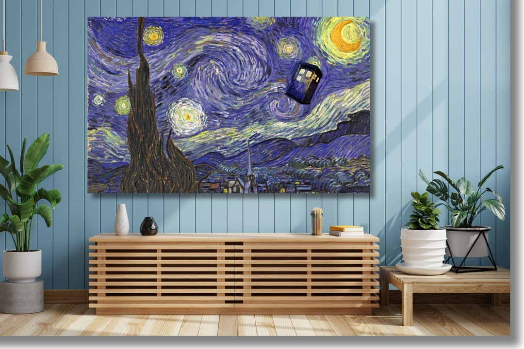 Van Gogh Starry Night TARDIS Canvas Art: Doctor Who Fandom Decor - Etsy