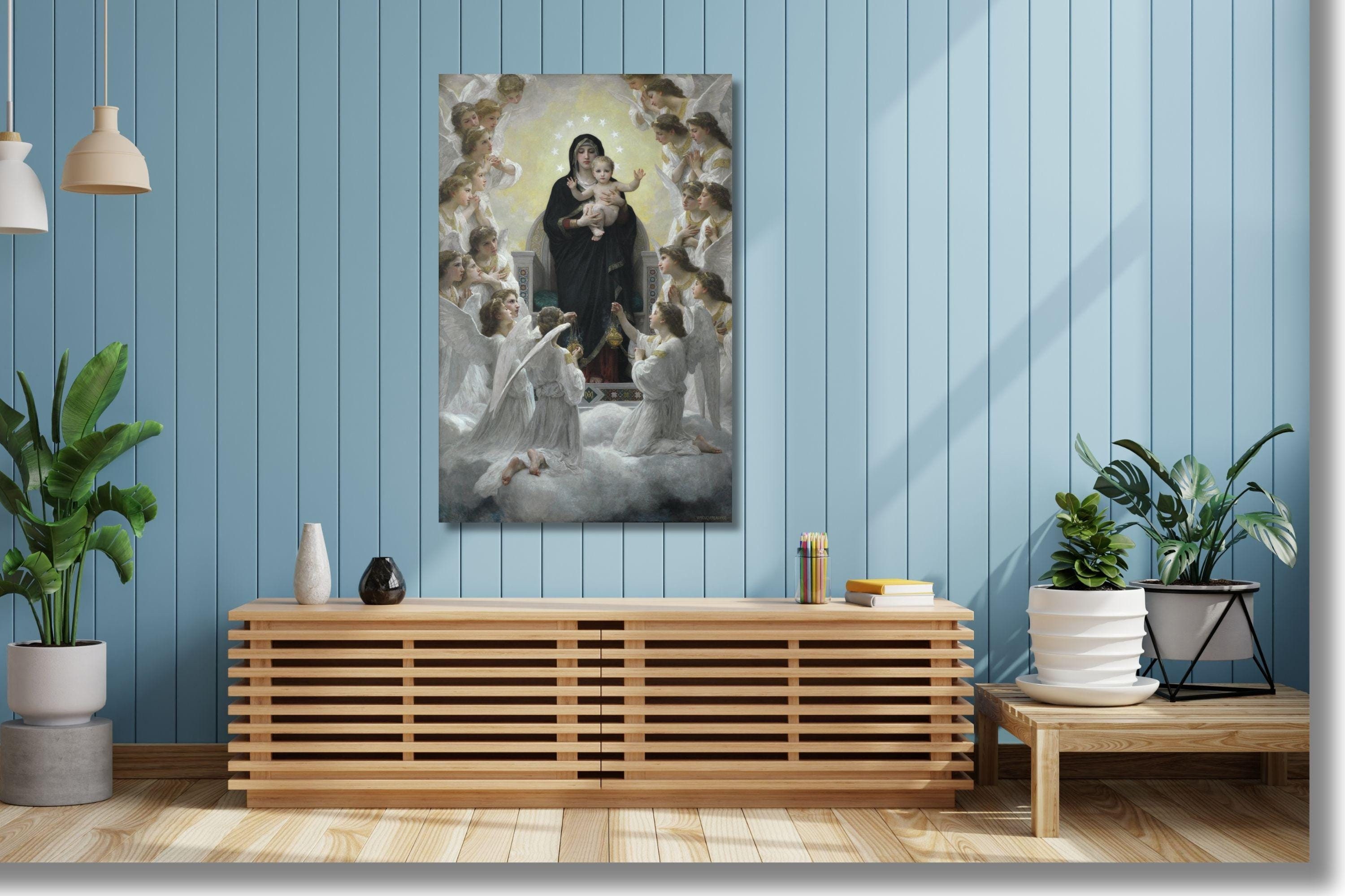 キャンバス プリントアート ブグロー 聖母と天使 絵画 額付 インテリア キャンバス プリントアート ブグロー 聖母と天使 絵画 額付 インテリア