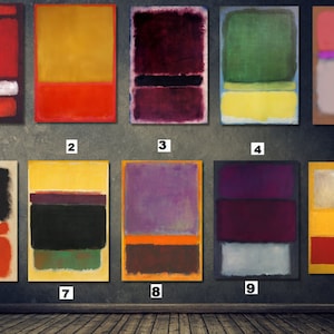 Set di 4 opere d'arte da parete personalizzate di Mark Rothko, scegli una delle 50 opere d'arte di Rothko, lasciaci un messaggio, la produrremo per te, Rothko