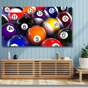 Billiard Balls Poster/Canvas Wall Art,Billiards Wall Art,Billiard Balls Fan Gift,Man Cave Billiard Room Wall Art Decor,Billiards Wall Decor