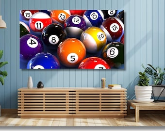 Póster/Lienzo de Bolas de Billar para Pared, Arte de Pared de Billar, Regalo para Fanáticos de las Bolas de Billar, Decoración de Pared para Sala de Billar, Decoración de Pared de Billar