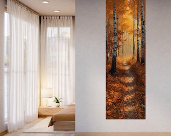 Vertical Birch Tree Canvas Print, Tall Narrow Wall Art/107