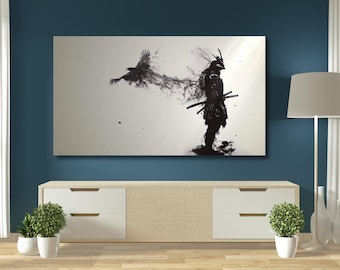 Samurai Canvas Print, Japanese Warrior Art, Home Decor