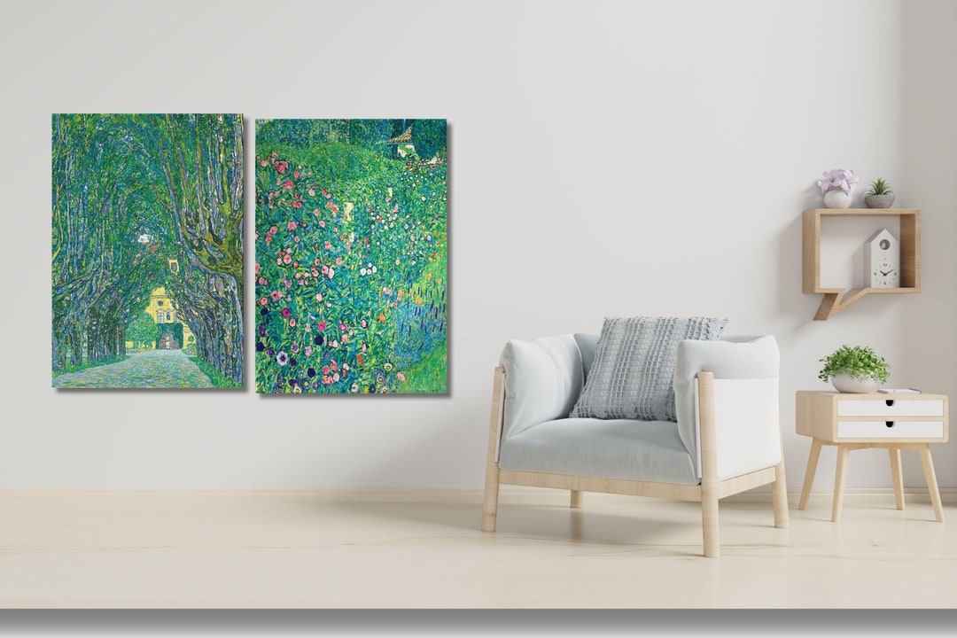 Gustav Klimt 2 Piece Canvas Wall Art Set, Framed Canvas Print Wall Art ...