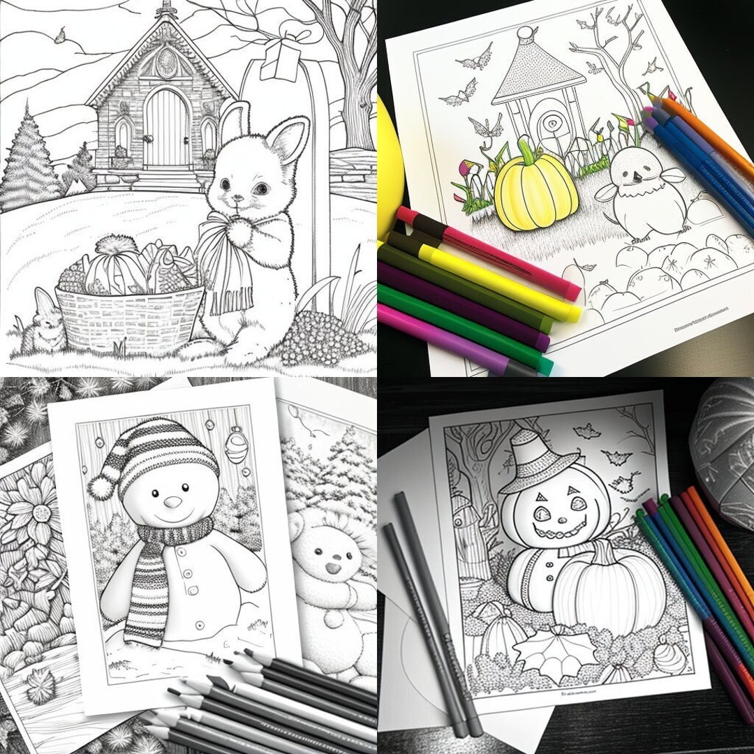 Easter &amp; Adult Themed Coloring Pages (8 Printable Pages in Black and ...