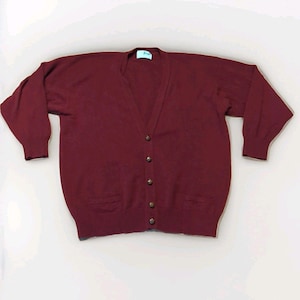 Vintage Pringle Of Scotland Cardigan Sweater Mens Burgundy Grandpa Preppy