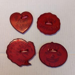 HRM Red Plastic Cookie Cutters Lot 4 Pumpkin Heart Turkey Happy Birthday