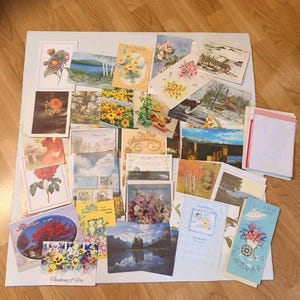 Lote de tarjetas de felicitación vintage, sobres sin usar, 50 tarjetas, sobres variados