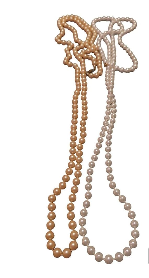 Faux Pearl Necklace Single Strand Champagne White 