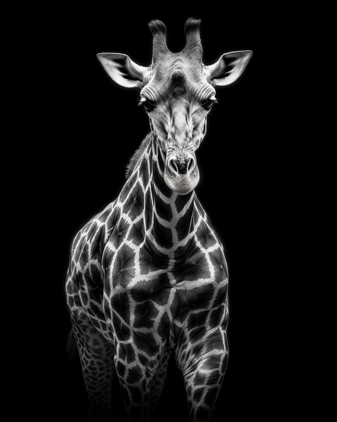 Giraffe Portrait, Black and White Animal Print (digital Download) - Etsy