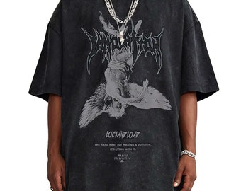 Falling Angel Grunge Gothic Streetwear Übergroßes T-Shirt