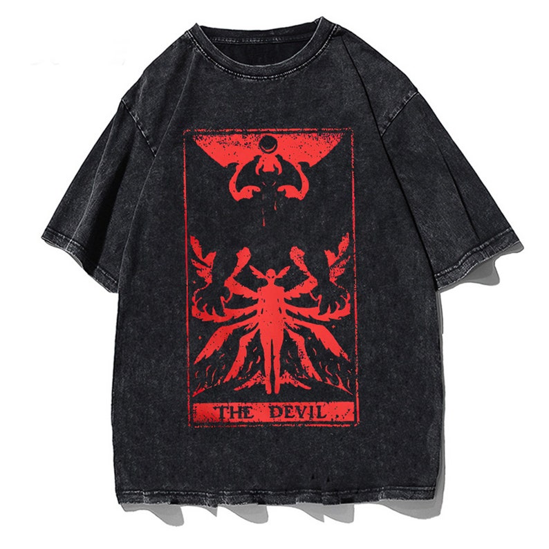 Devil Tarot Satanic Graphic Tee Gothic Grunge Clothing Retro TShirt